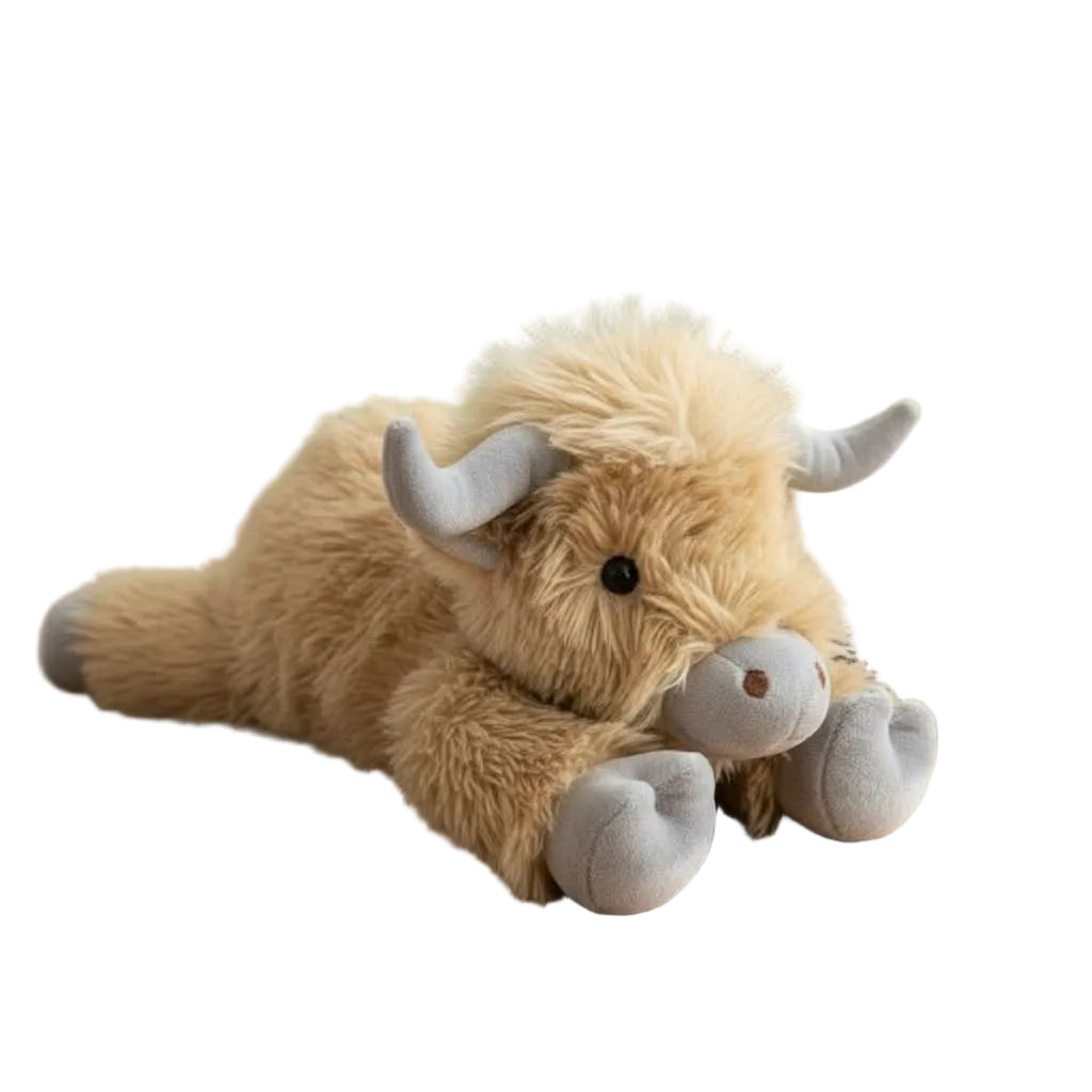 Myk highland cattle kosedyr i plysj, perfekt som gave til barn.
