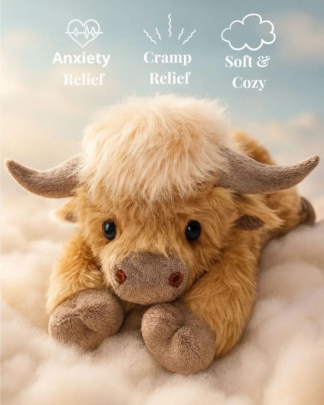 Kosedyr highland cattle med myk tekstur, flott interiørdetalj.