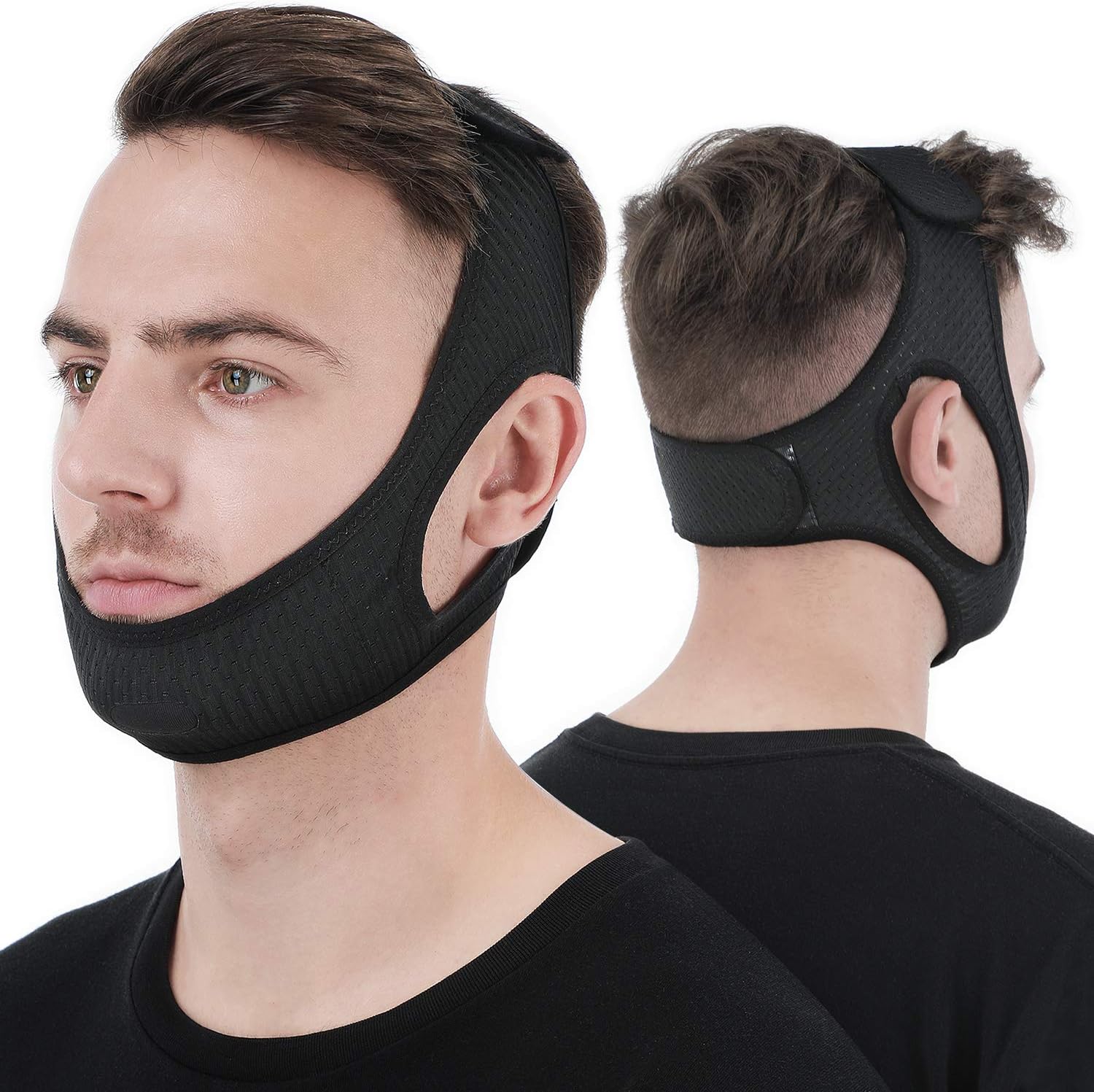 Myk, justerbar hakereim designet for å stoppe snorking og forbedre søvnkvaliteten for nattbruk.