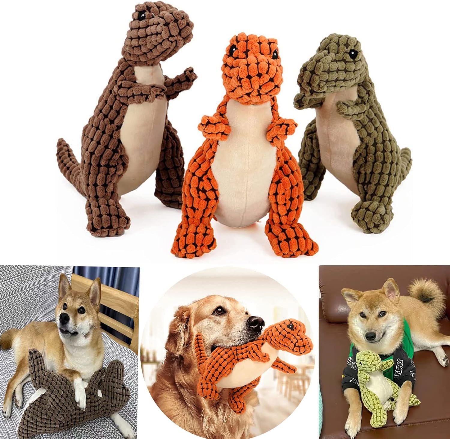 Morsom plysj dinosaurleke til hund; en underholdende gave som sikrer langvarig glede.