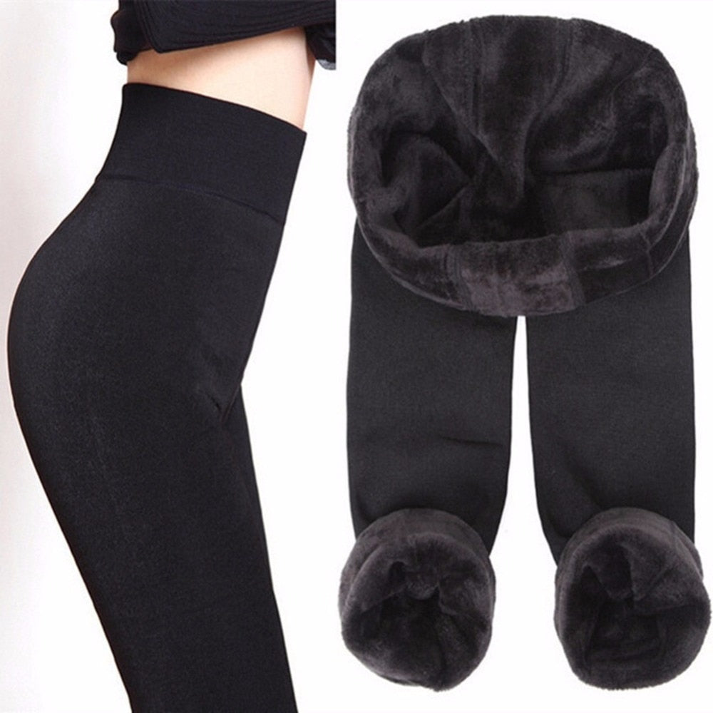 Myke, varme dame vinter leggings i klassisk sort. Perfekt for kuldebeskyttelse og komfort.