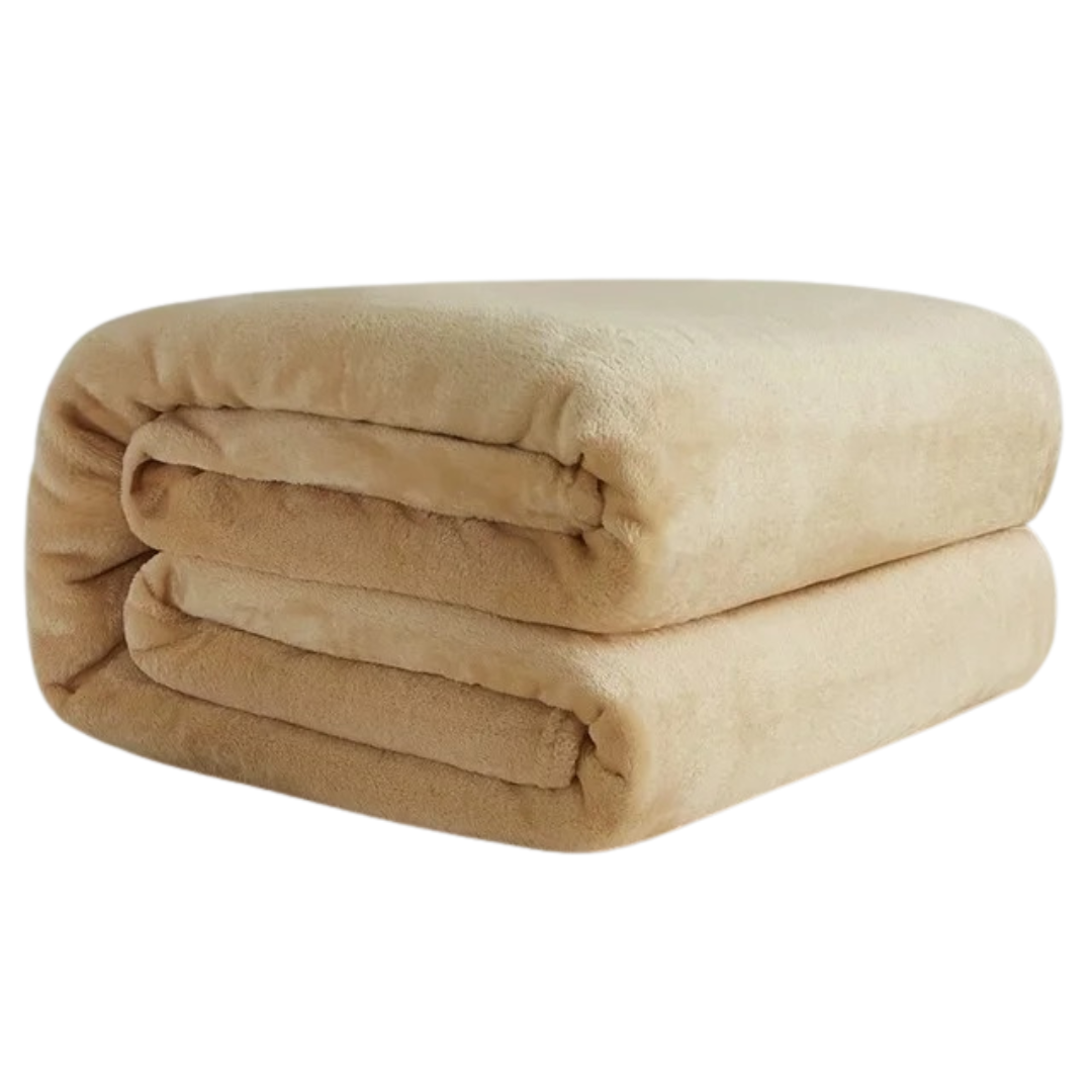 Varmt og mykt korallfleece flanellteppe, ideelt for avslapping og koselig hygge.