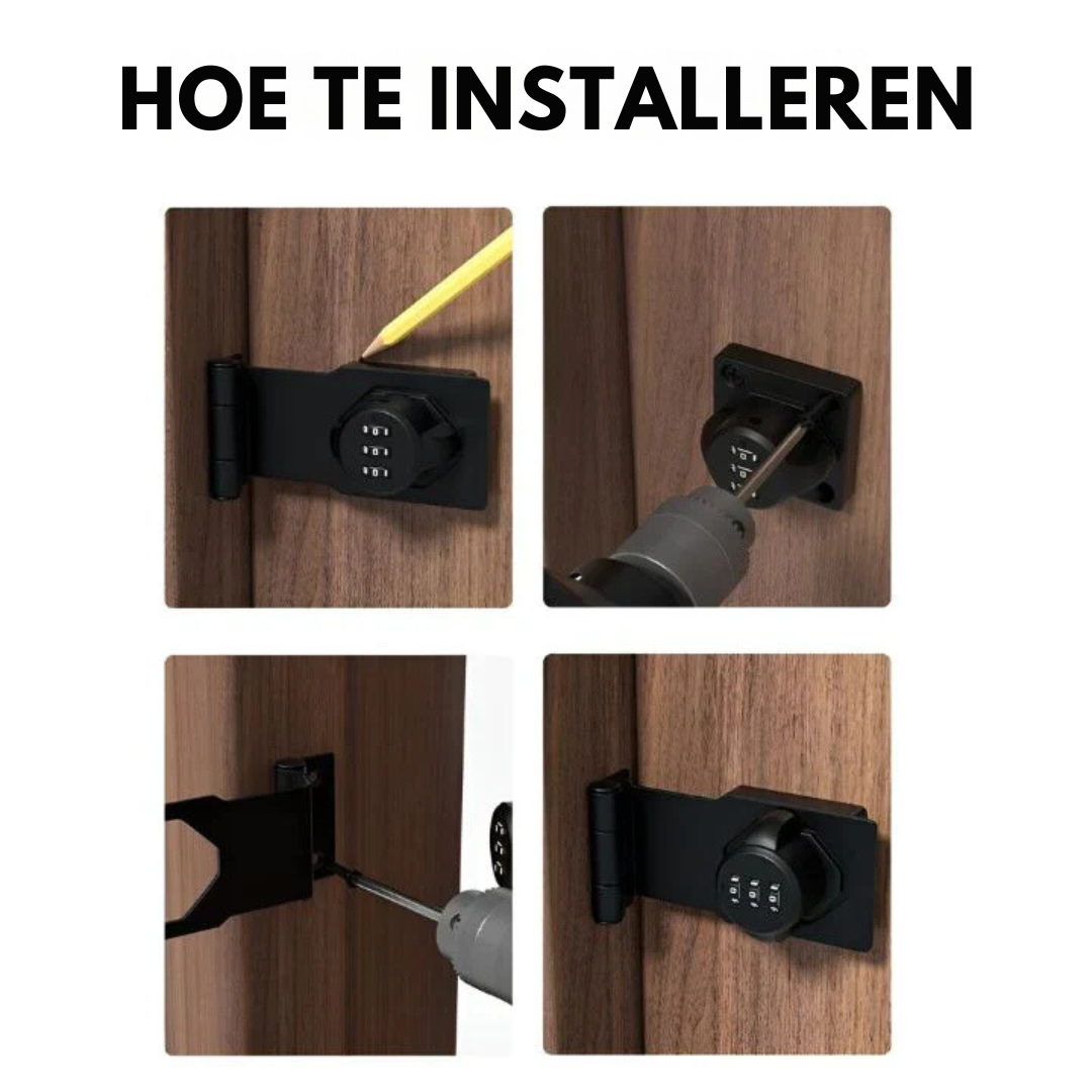 Praktisk nøkkelfri skaplås for økt hjemmesikkerhet. Metall kombinasjonslås for skuffer og skap med justerbar kode.