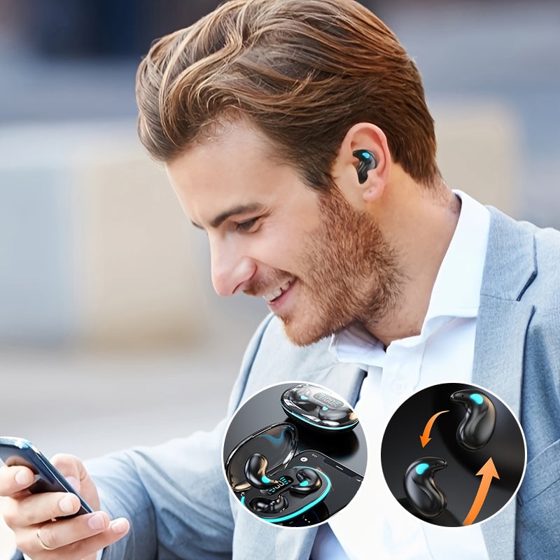 Sidevisning av komfortable Bluetooth beinledning ørepropper. Perfekt for å lytte til lydbok i sengen.