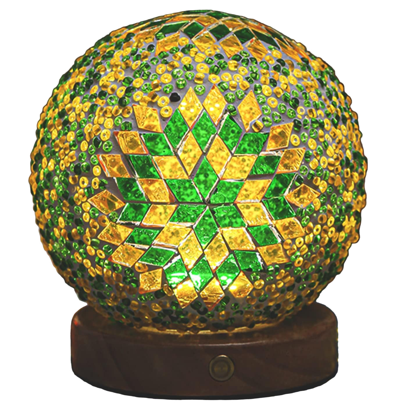 Nattlampe i mosaikkdesign, gir magisk boho-stemning. Perfekt som bordlampe og stemningslys.