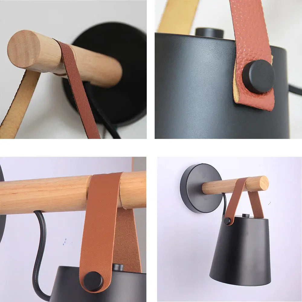 Vegglampe med tre i nordisk design, moderne og elegant belysning til stue/gang.