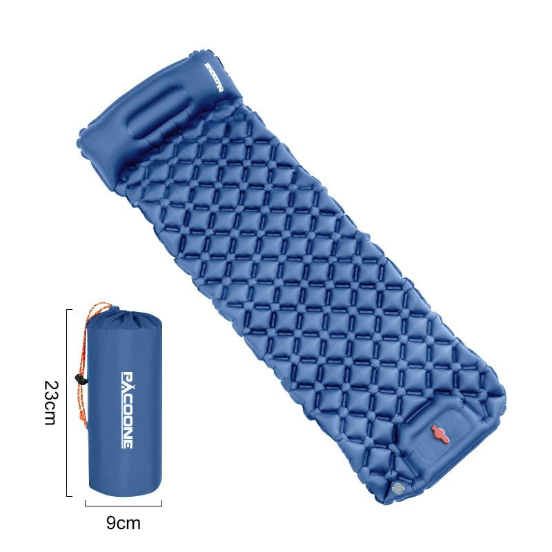 Komfortabel sovematte med ergonomisk design og integrert pumpe for optimal hvile på tur.