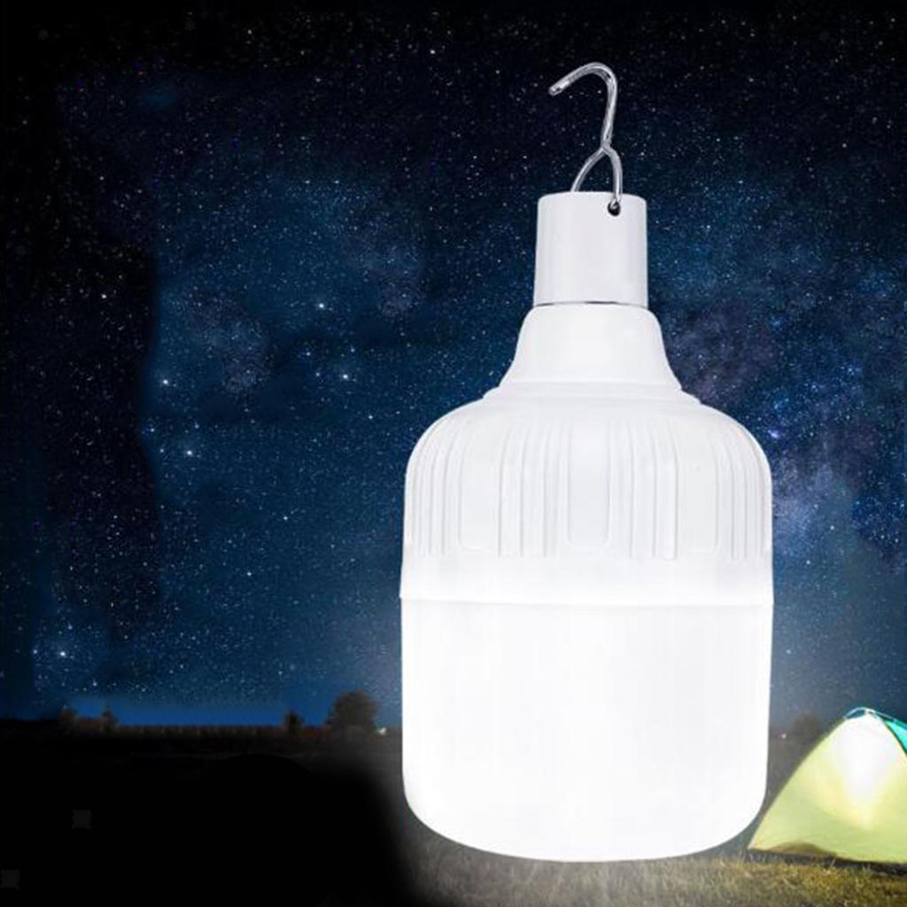 Energisparende oppladbar LED-pære, gir langvarig lys for camping, fiske og turgåing.
