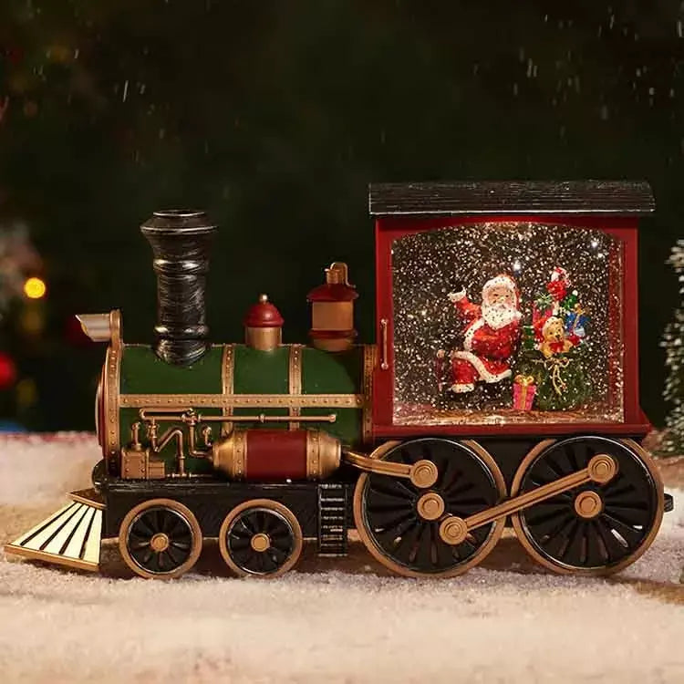 Nostalgisk juletog med LED-lys og fallende snø, en sjarmerende julepynt som lyser opp hjemmet.