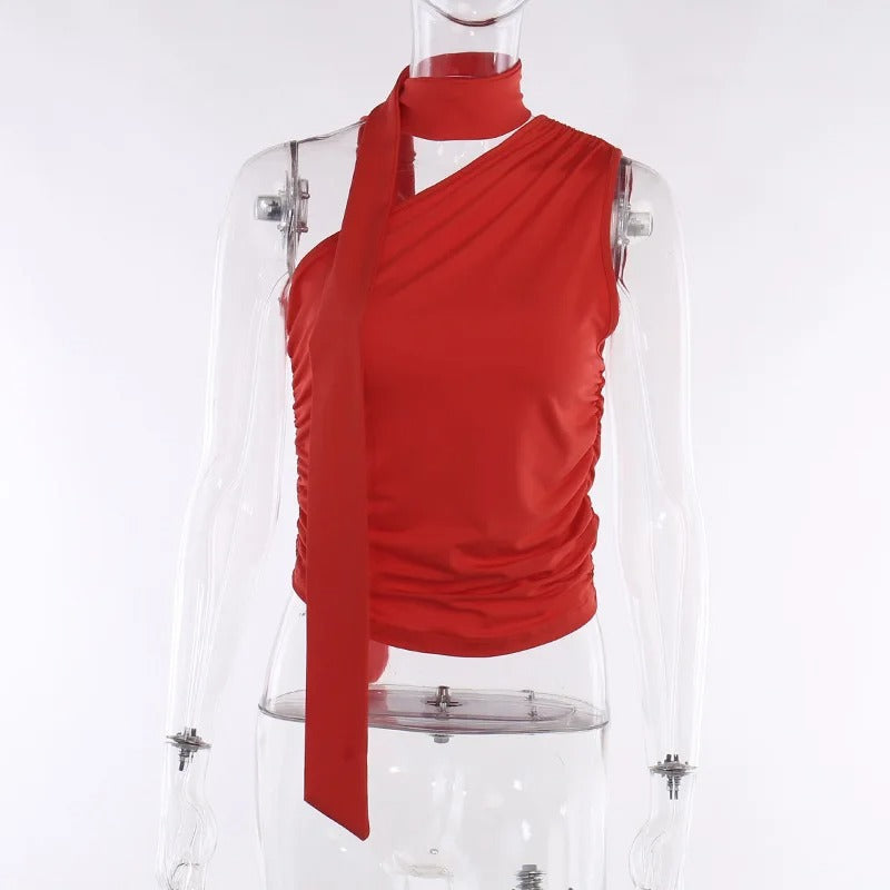 Orange ryggløs off-shoulder crop-topp for kvinner, trendy sommermote og flatterende look.