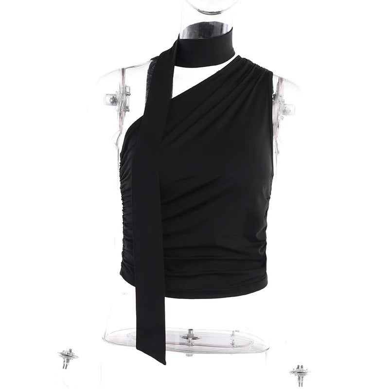 Kvinner off-shoulder crop-topp, ryggløs, svart, trendy for motebevisste og flatterende look.