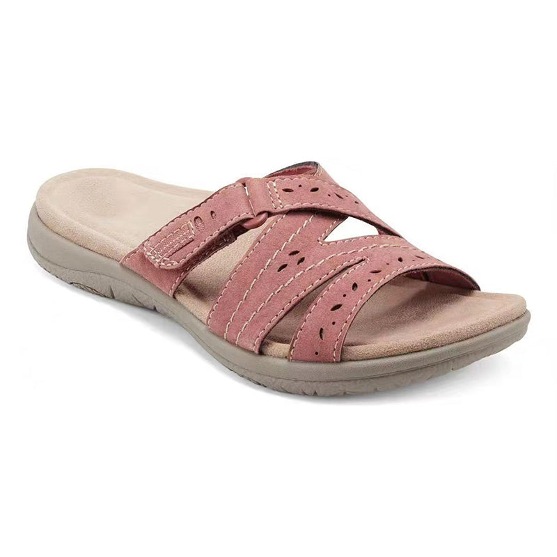 Damesandaler med fotstøtte. Ortopediske komfortsko med justerbar borrelås, perfekt for hverdagen og varme dager.