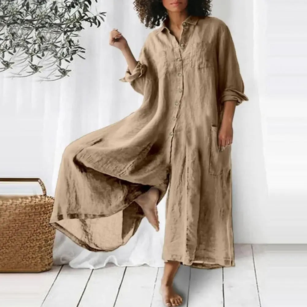 Modell viser på seg dame lett oversized overall