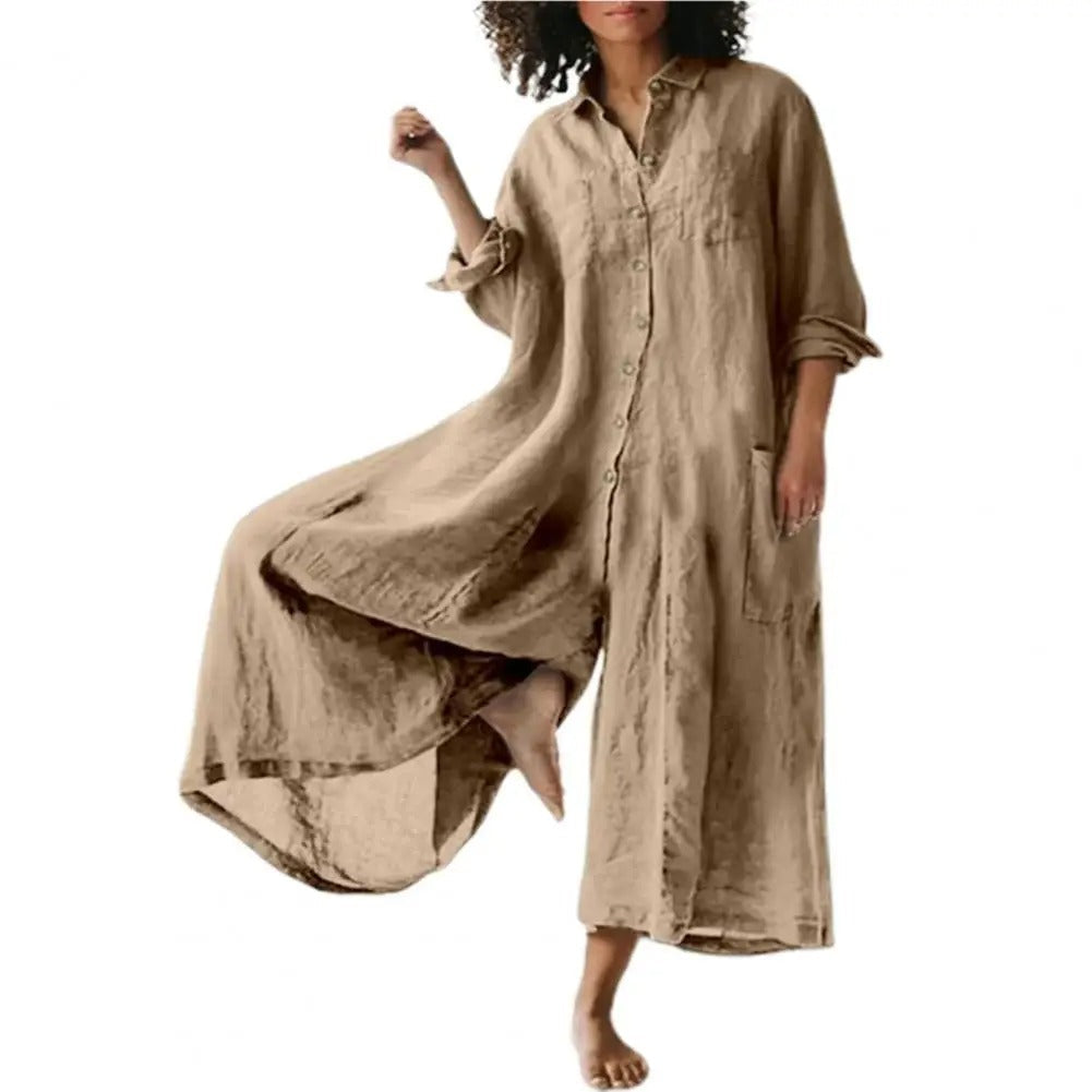 Dame lett oversized overall i khaki