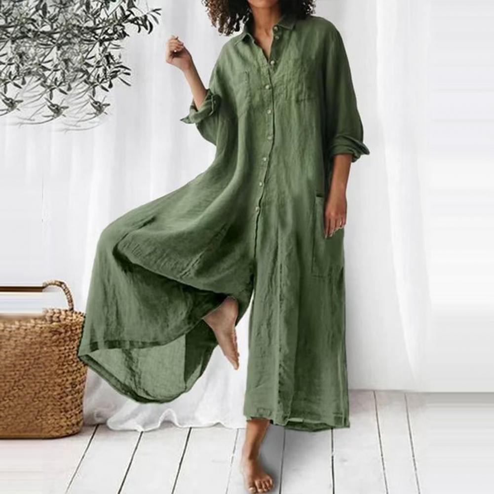Detaljbilde av dame lett oversized overall