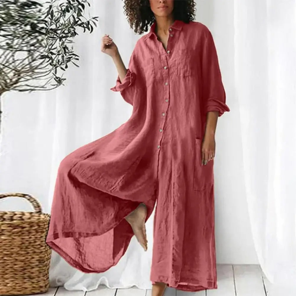 Detaljbilde av lomme på dame lett oversized overall