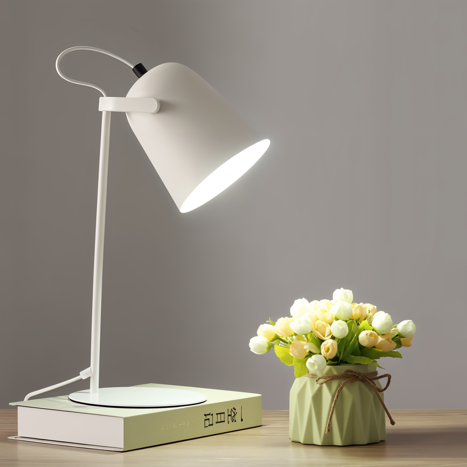 Elegant pastell skrivebordslampe, macaron-stil. En moderne designlampe som lyser opp ditt interiør.