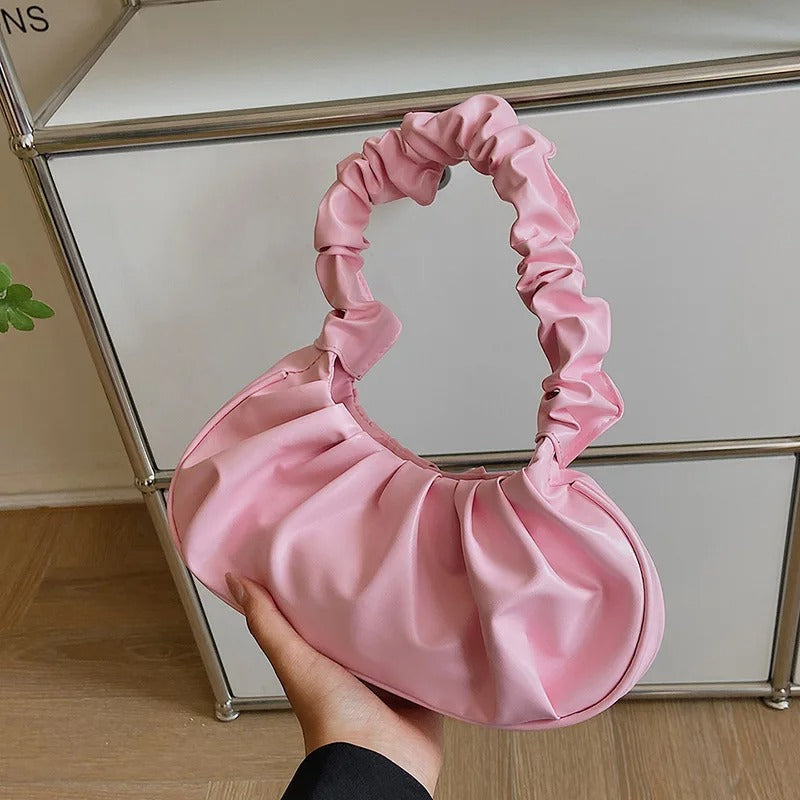 Plissert PU "Cloud" skulderveske, moderne design. Elegant og kompakt dameveske i PU-skinn, multifunksjonell.