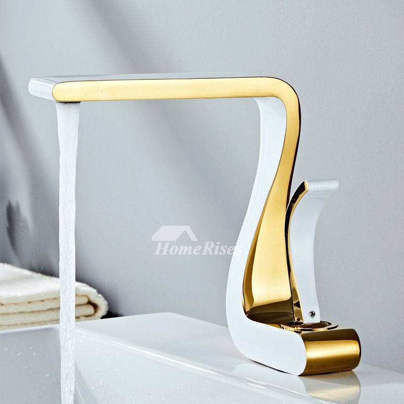 Luksuriøs gull ettgrepskran for baderomsvask; perfekt for moderne bad.