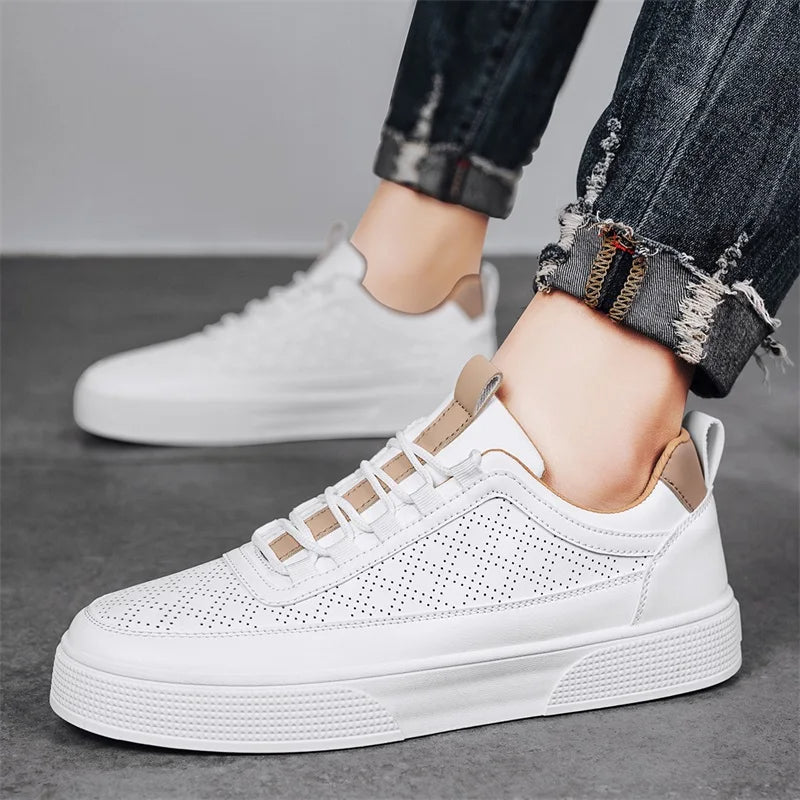 Premium herre lær sneakers med snøring for optimal komfort og tidløs urban stil. Perfekt hverdagssko.
