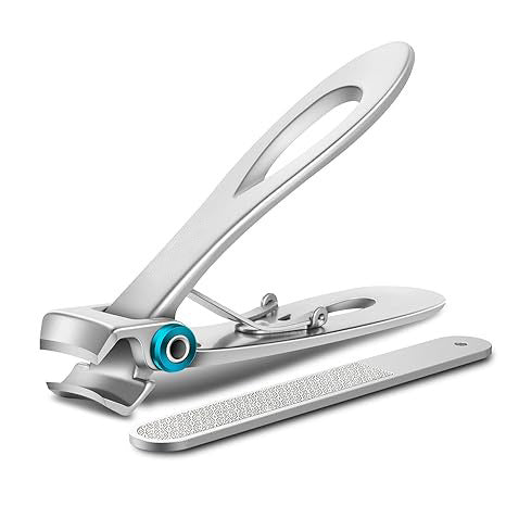 Profesjonell negleklipper for tykke negler, ergonomisk design i metall for presis manikyr og pedikyr. Sølv/svart.