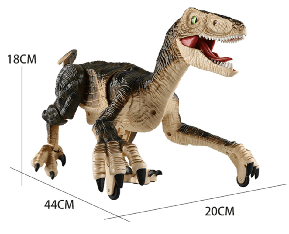 Pedagogisk RC dinosaurleke. Realistisk Velociraptor som lærer barn om dinosaurer mens de leker og utforsker.