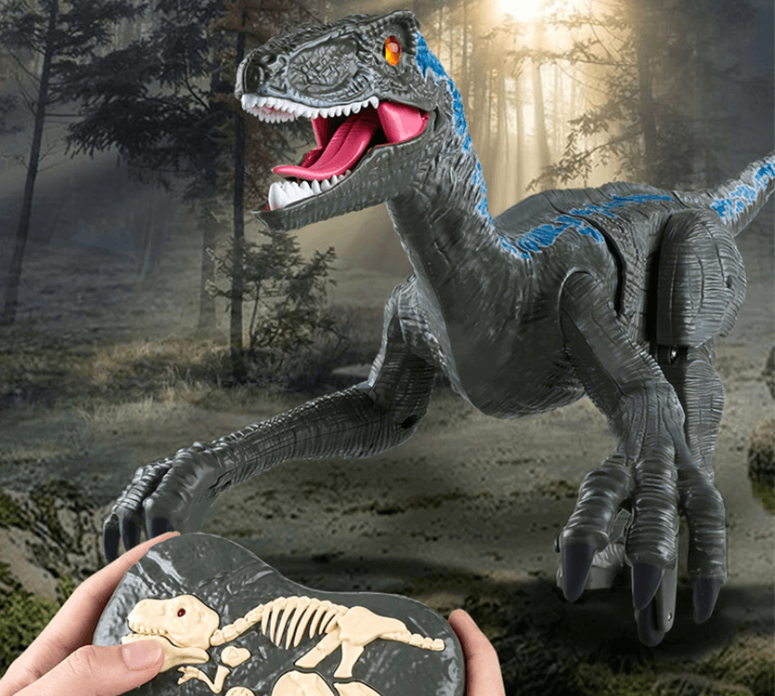 Fjernstyrt dinosaur for barn. Spennende interaktiv leke, realistisk design av en Velociraptor for timer med moro.
