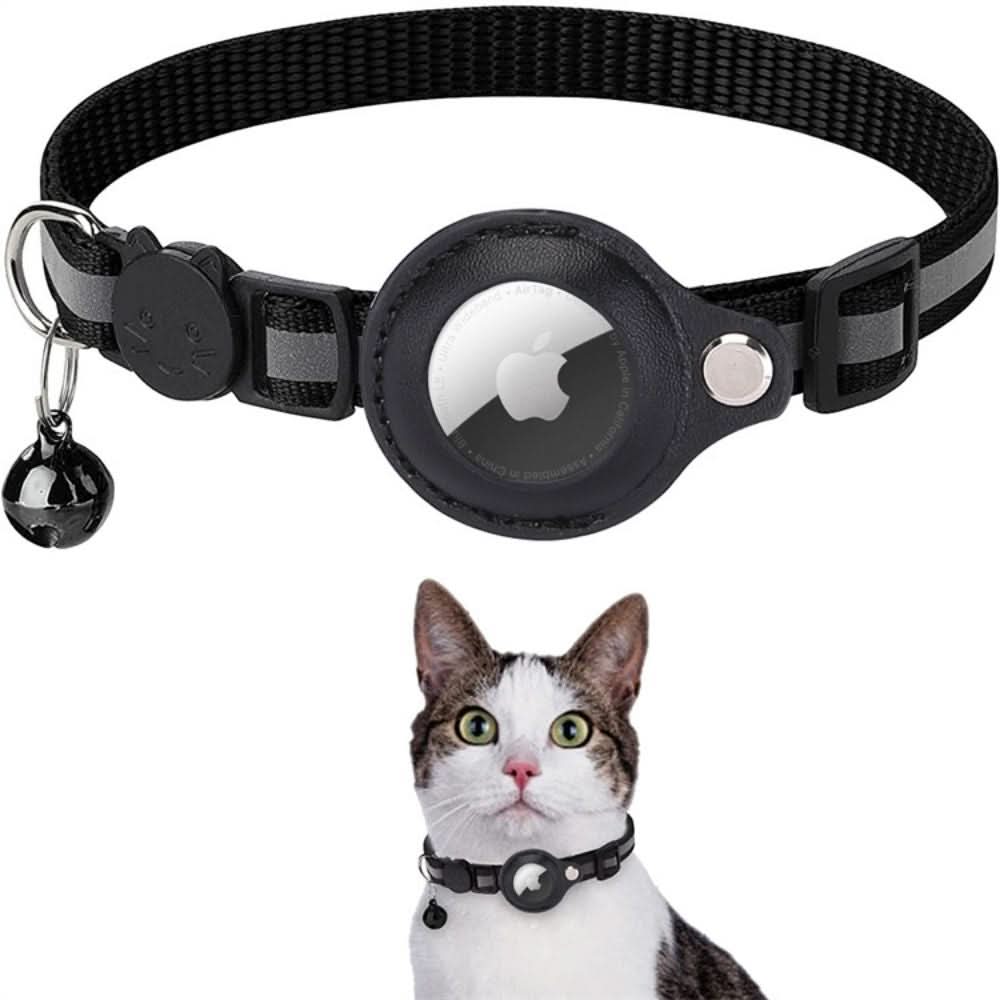 Reflekterende kattehalsbånd med GPS tracker for sikkerhet. Justerbart nylon sporingshalsbånd for utendørs katt.