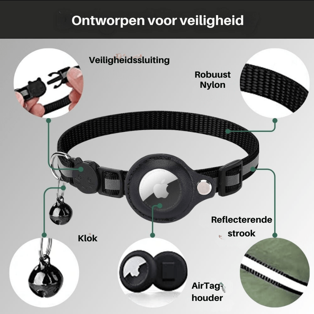 Justerbart sporingshalsbånd for katter med GPS. Blått nylonhalsbånd for optimal sikkerhet og frihet.