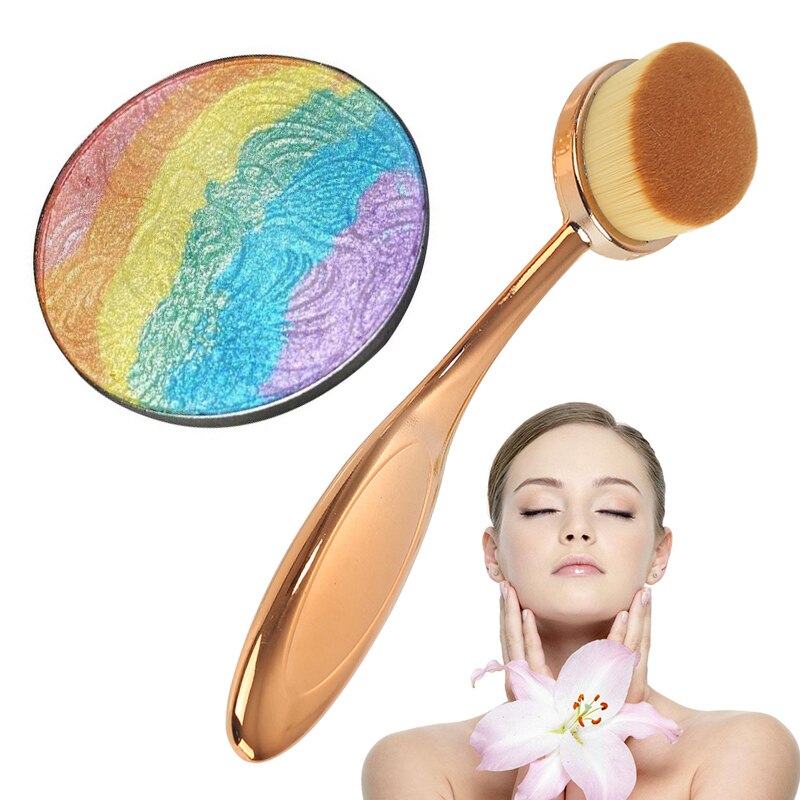 Regnbue highlighter contour palett for ansikt og øyne, med glød og skimmer.