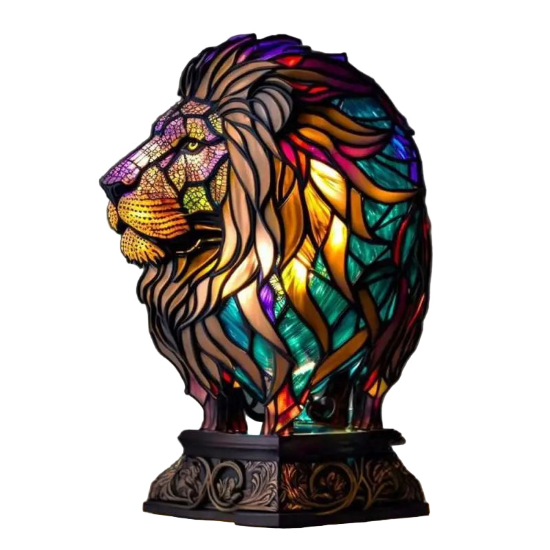 Retro 3D dyrelampe i mosaikk. Unik bordlampe for innendørs bruk, gir dekorativt lys og stemning.