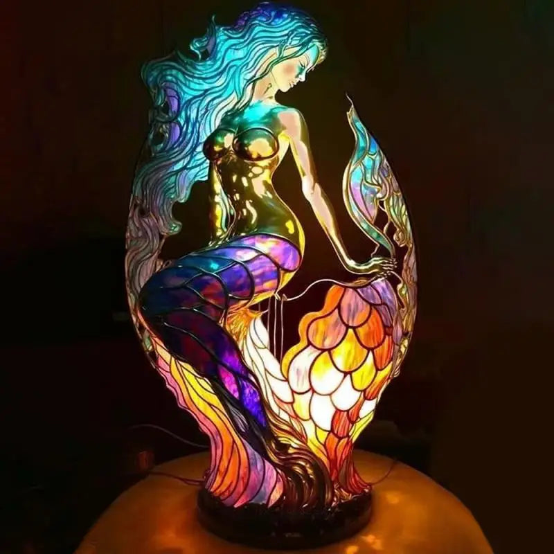 Detaljrik 3D dyrelampe. En retro bordlampe med fargerik mosaikk som gir stemningsfullt og dekorativt lys.