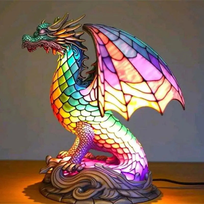 3D dyrelampe med fargerikt mosaikk-mønster. Retro bordlampe, ideell som dekorativ lyskilde for hjemmet.
