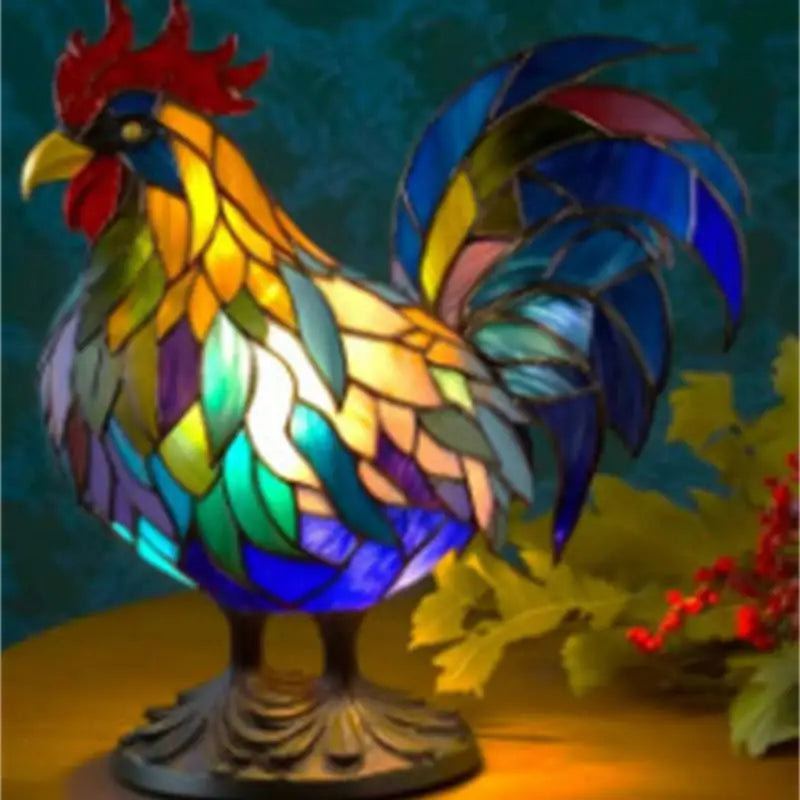 Nærbilde av 3D dyrelampens mosaikk. Denne retro bordlampen er en unik og stemningsfull innendørs dekor.