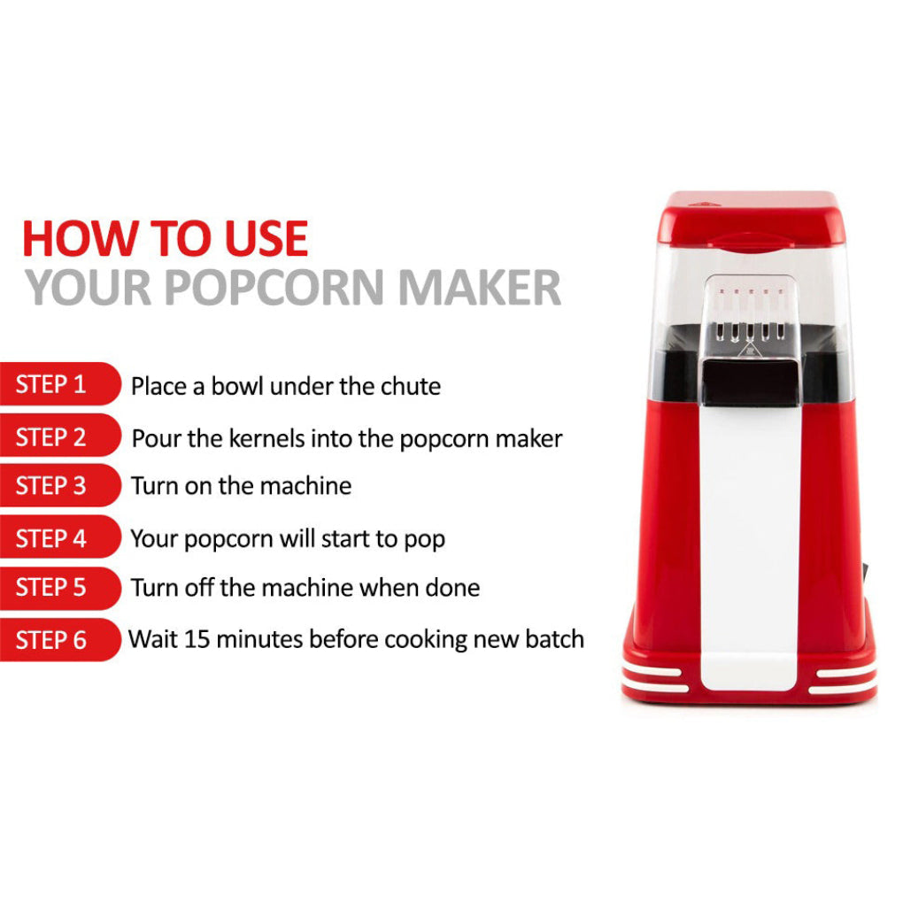 Klassisk retro elektrisk popcornmaskin for enkelt å lage kinopopcorn. Et must for hjemmekinoentusiaster.
