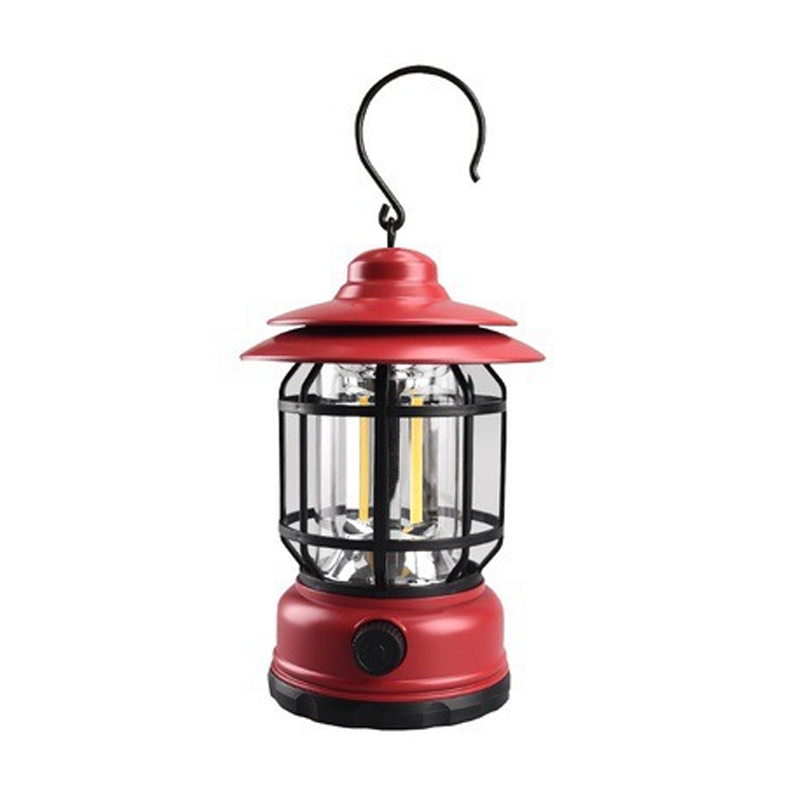 Elegant retro LED-campinglampe, bærbar, batteridrevet, ideell for alle som elsker uteliv og stil.