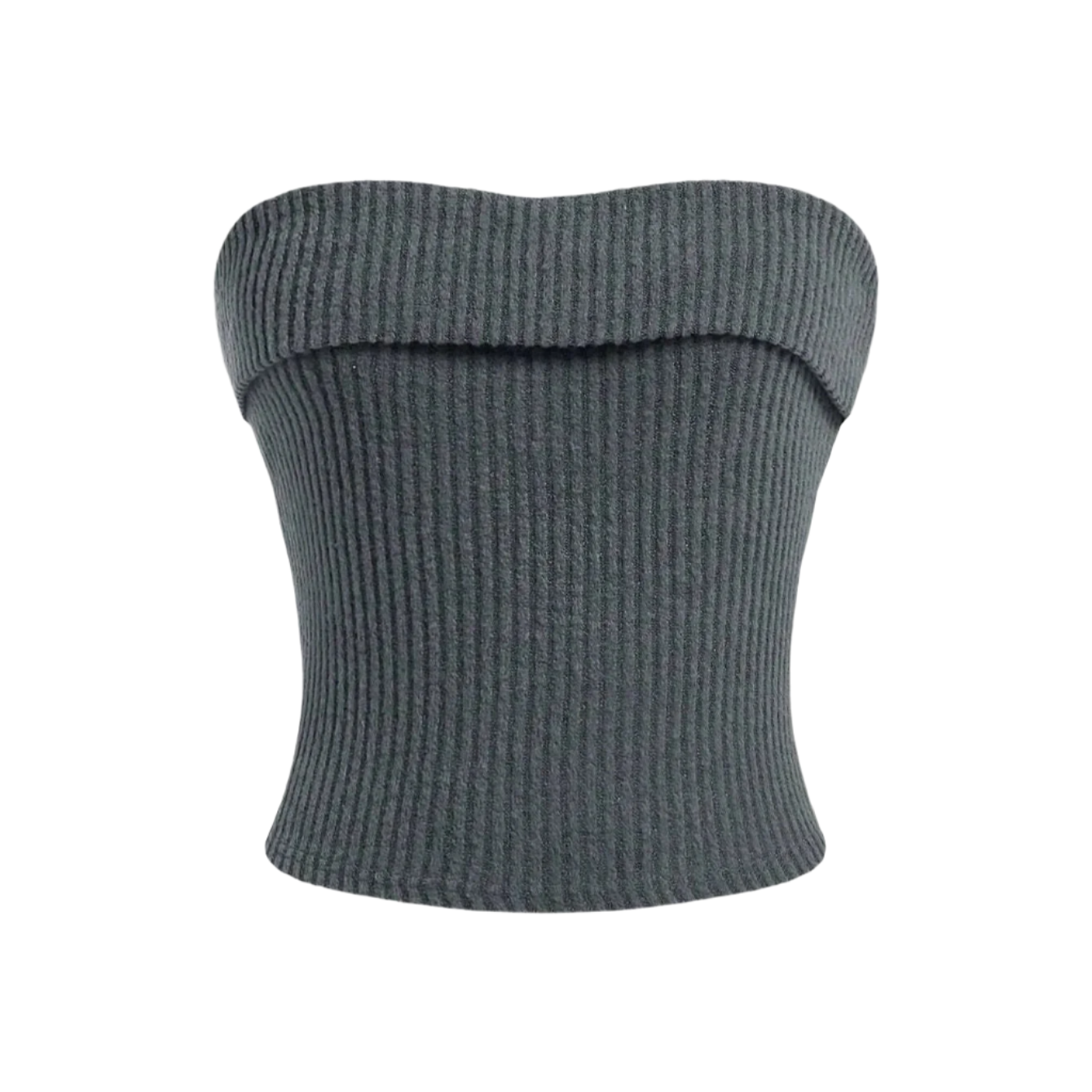 Ribbet stroppeløs tube-topp for kvinner, slim fit design i minimalistisk stil. Perfekt sommertopp.