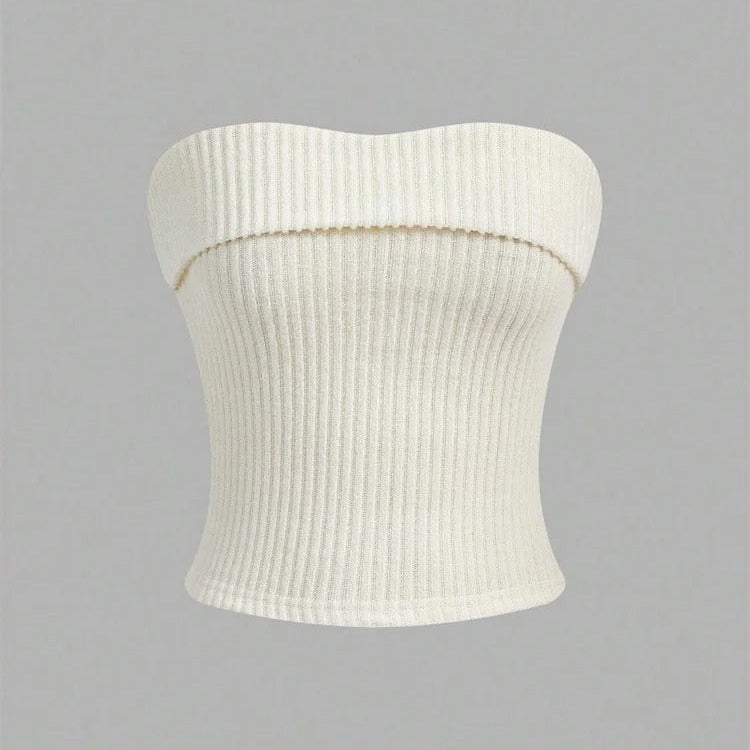 Kvinner's ribbet tube-topp, stroppeløs og slim fit. Moderne design som passer til streetwear og hverdags.