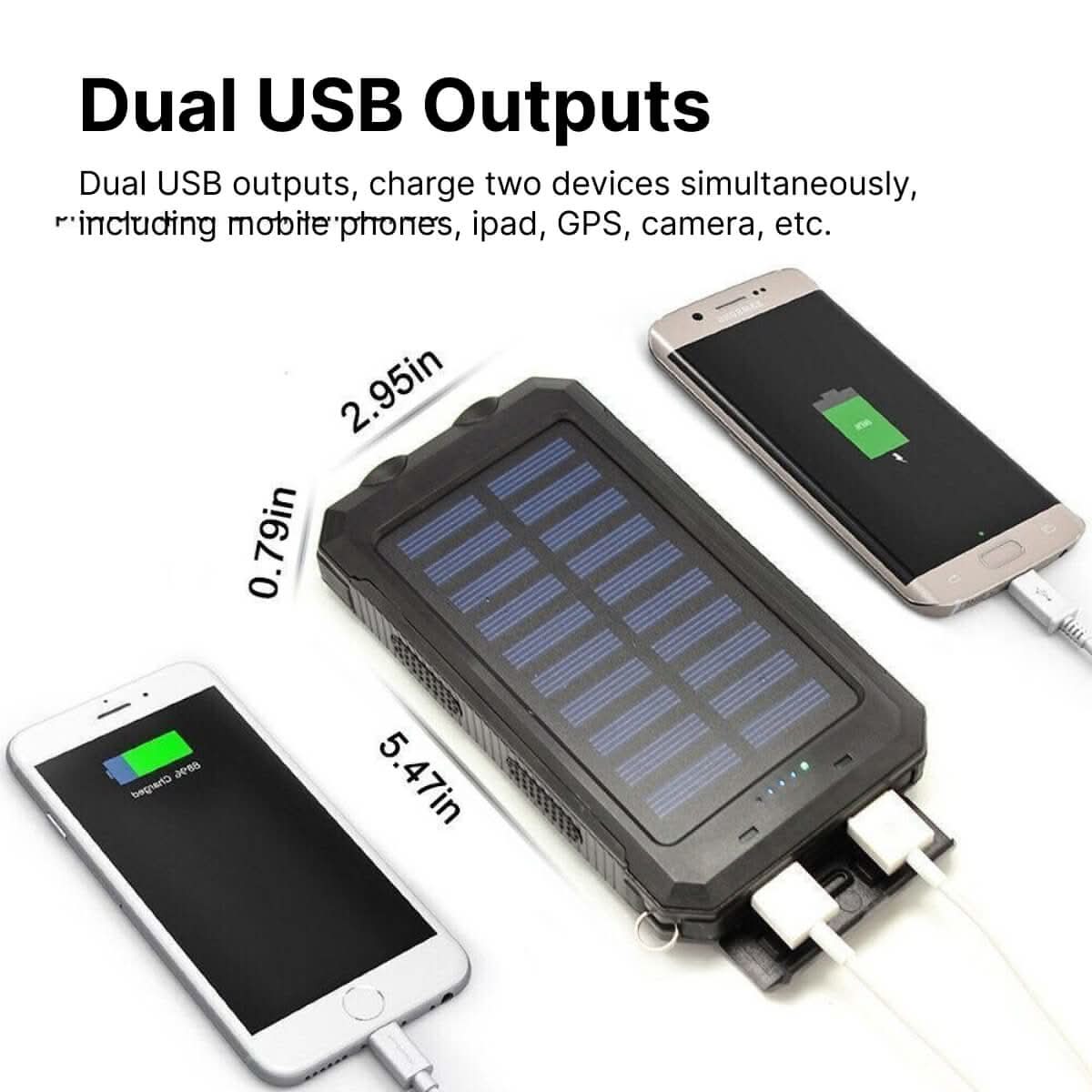 Kraftig bærbar lader 30000mAh, vanntett USB-powerbank for camping og reise.