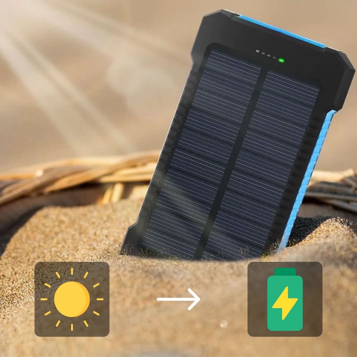 Utendørs powerbank 30000mAh, vanntett bærbar lader med USB for camping.