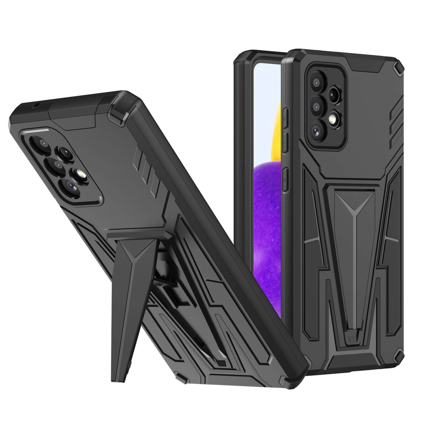Støtsikkert Samsung Galaxy A-serie deksel. Ripefri, robust beskyttelse med praktisk stativ.