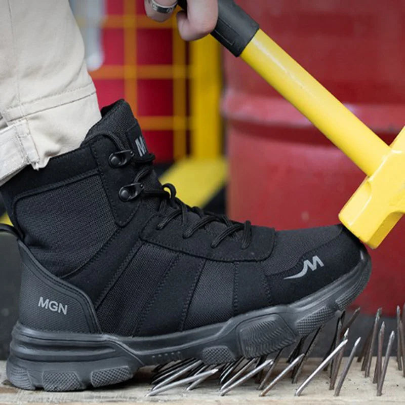 Ergonomiske herre vernesko med forsterket tåhette og fleksibel såle for langvarig komfort og sikkerhet.