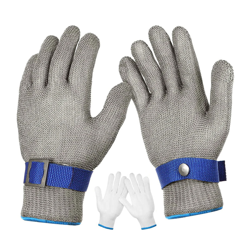 Komfortable kuttbestandige hansker i rustfritt stål mesh, perfekt for krevende oppgaver.