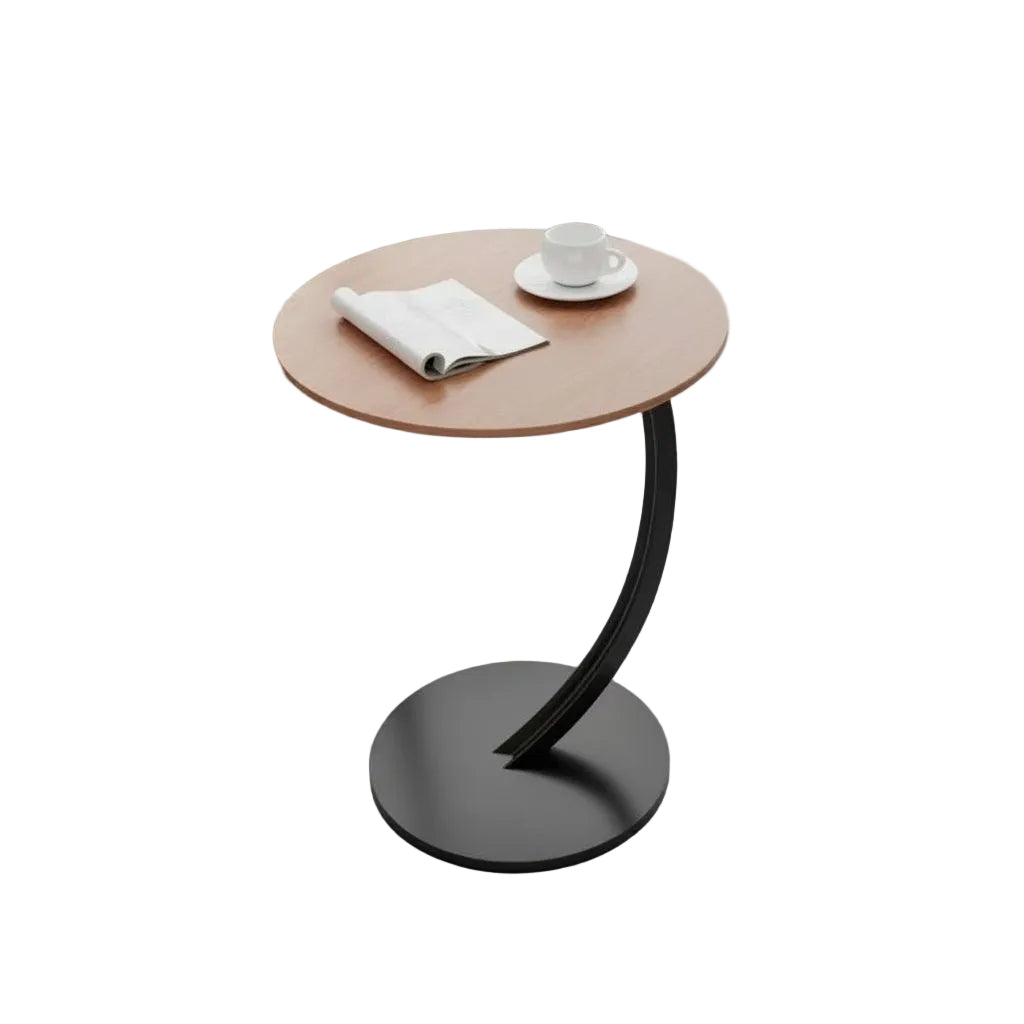 Rundt moderne sidebord for små rom, perfekt som kompakt nattbord eller stuebord.