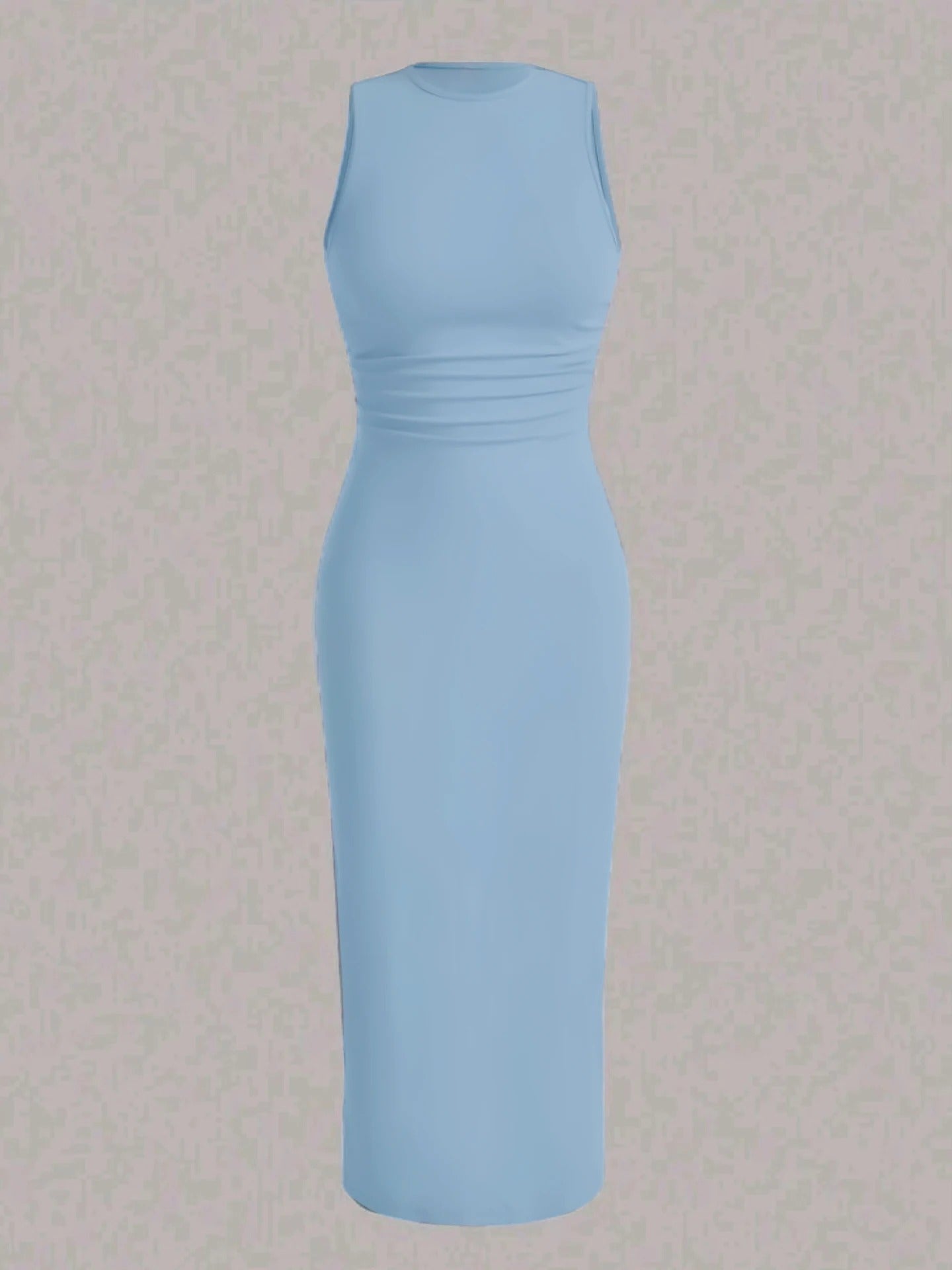 Lang ensfarget vestkjole, rynket ved midjen for en elegant og avslappet look til kvinner.