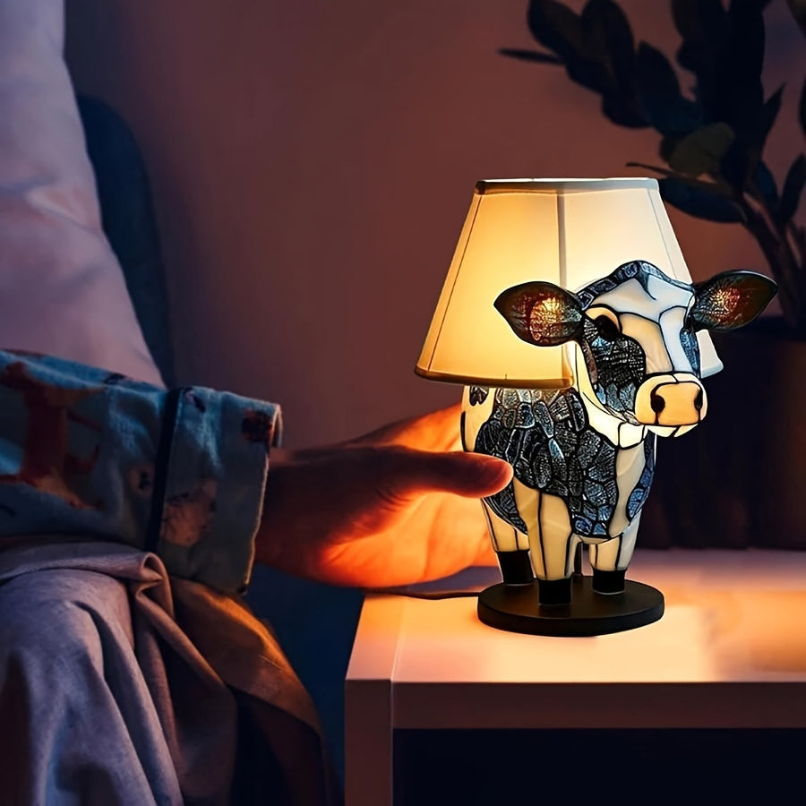 Kuformet nattlys i resin for barn, en sjarmerende USB-lampe som skaper koselig stemning på rommet.