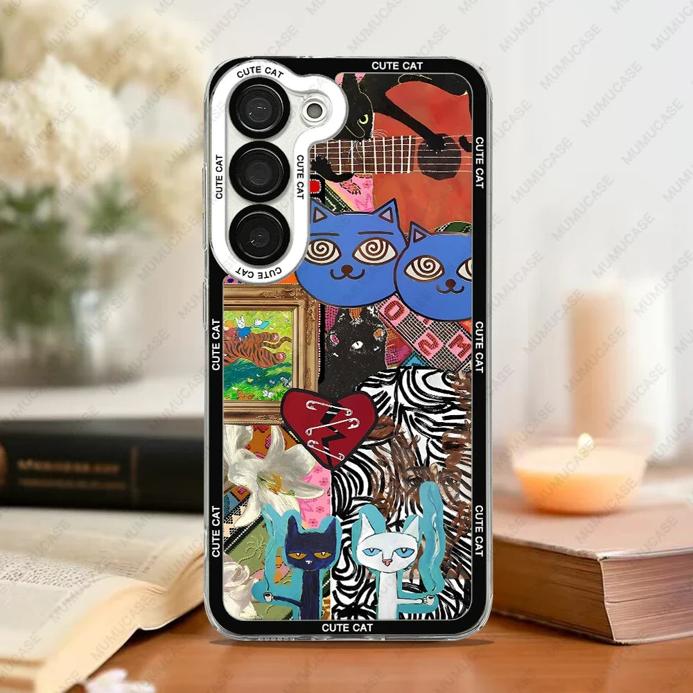 Gi din Samsung Galaxy mobilbeskyttelse med et sjarmerende kattemotiv-deksel i mykt TPU-materiale.