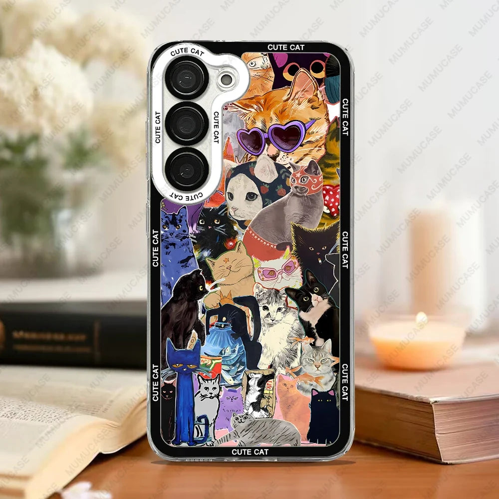Trendy Samsung Galaxy deksel med søtt kattemotiv. Optimal mobilbeskyttelse for din enhet i TPU.
