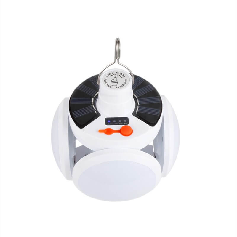 Smart sammenleggbar LED-pære drevet av solceller. Optimalt bærbar lys for camping og utebruk.