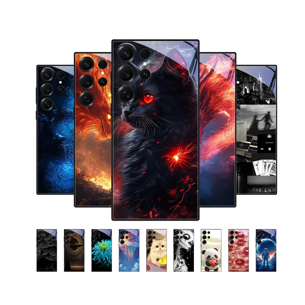 Elegant katte-motiv deksel for Samsung S24 FE, med anti-skli grep og personlig preg.